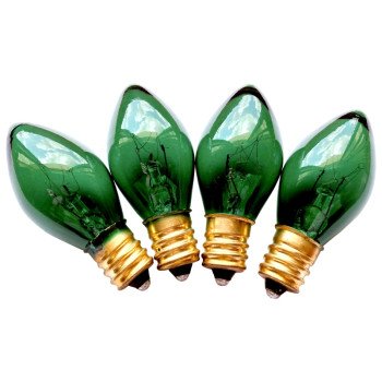 Hometown Holidays 19155 Replacement Bulb, 5 W, Candelabra Lamp Base, Incandescent Lamp, Transparent Green Light