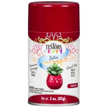 TESTORS 321205 Craft Spray Paint, Satin, Crimson Red, 3 oz, Can