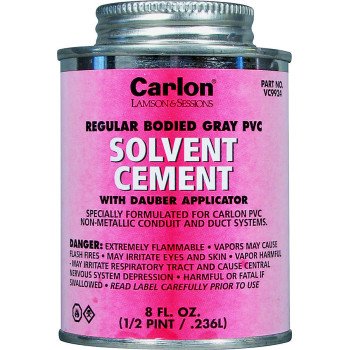 Carlon VC9924-24 Solvent Cement, 8 oz Can, Liquid, Gray