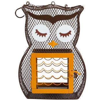 Heath 21703 Suet and Seed Bird Feeder, Whimsical Owl, Brown/Orange