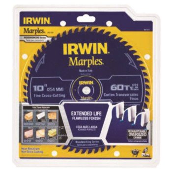 Irwin 1807369 Circular Saw Blade, 10 in Dia, 5/8 in Arbor, 60-Teeth, Carbide Cutting Edge