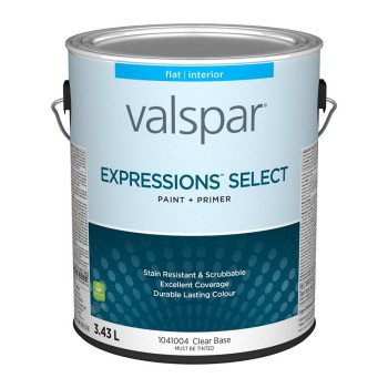 Expressions Select 029.1041004.007 Interior Paint and Primer, Flat, Clear, 1 gal, 37 sq-m Coverage Area