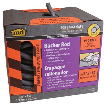 M-D 71552 Backer Rod, 5/8 in Dia, 150 ft L, Polyethylene, Gray