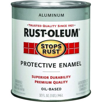 Rust-Oleum Stops Rust 7715502 Enamel Paint, Oil, Metallic, Aluminum, 1 qt, Can, 80 to 120 sq-ft/qt Coverage Area