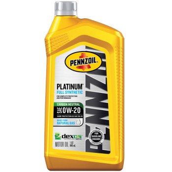 Pennzoil Platinum 550036541 Motor Oil, 0W-20, 32 oz Bottle