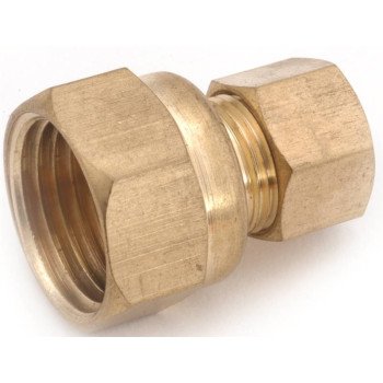 Anderson Metals 750066-1408 Tubing Coupling, 7/8 x 1/2 in, Compression x FIP, Brass