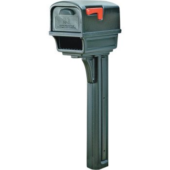 Gibraltar Mailboxes Gentry Series GGC1B0000 Mailbox Post Combo, 1000 cu-in Mailbox, Plastic Mailbox, Plastic Post, Black