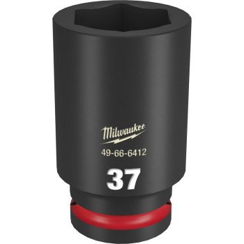 Milwaukee SHOCKWAVE Impact Duty Series 49-66-6412 Deep Impact Socket, 37 mm Socket, 3/4 in Drive, Square Drive, 6-Point