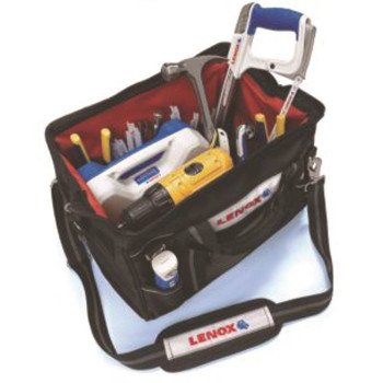 Lenox 1787426 Contractor's Tool Bag, 16 in W, 12 in D, 10 in H, 14-Pocket, Canvas, Black