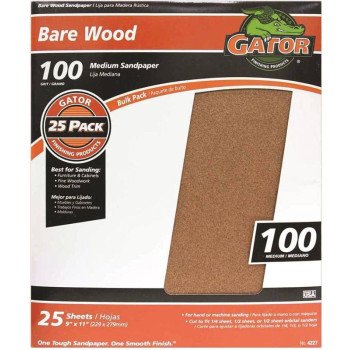 Gator 3276 Sanding Sheet, 11 in L, 9 in W, 100 Grit, Garnet Abrasive