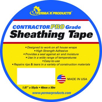 Perma R Products 18755 Sheathing Tape, 55 yds L, 1.87 in W, Polypropylene Backing, White