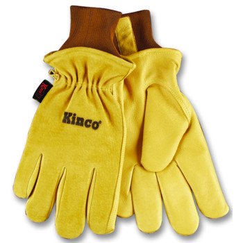 Heatkeep 94HK-L Protective Gloves, Men's, L, 13 in L, Keystone Thumb, Knit Wrist Cuff, Pigskin Leather, Gold