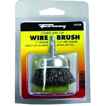 Forney 72729 Wire Cup Brush, 2 in Dia, 0.012 in Dia Bristle, Steel Bristle