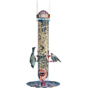 Perky-Pet 385-2 Wild Bird Feeder, 17 in H, Copper, 1.8 lb, Plastic, Clear, Antique Copper, Hanging/Pole Mounting