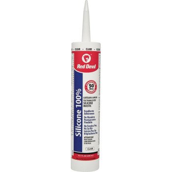 Red Devil 00113CA Silicone Sealant Caulk, Clear, 9 oz Cartridge