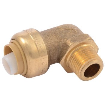 SharkBite U281LFA Dishwasher Elbow, 1/2 x 3/8 in, Slip Joint x MNPT, Brass, Chrome/Natural Brass