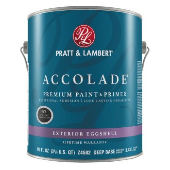 Pratt & Lambert ACCOLADE Z4500 Z4582-16 Exterior Premium Paint and Primer, Eggshell, Deep Base, 1 gal