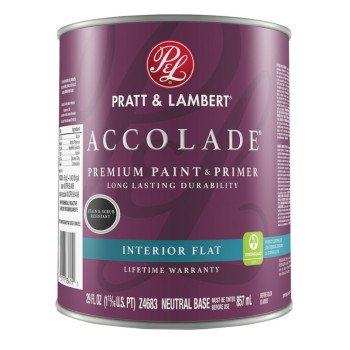 Pratt & Lambert Accolade 0000Z4683-14 Interior Paint, Flat Sheen, Neutral, 29 oz, 400 sq-ft Coverage Area