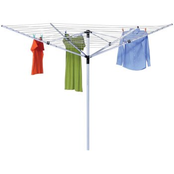 Honey-Can-Do DRY-09068 Outdoor Umbrella Clothes Dryer, 165 ft Drying Space, Aluminum/Steel, White, 73 in W, 72 in H