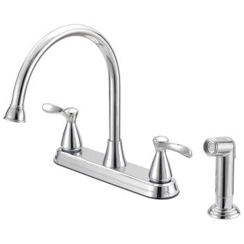 Boston Harbor F8210001CP Kitchen Faucet, 1.8 gpm, 4-Faucet Hole, Metal/Plastic, Chrome Plated, Deck Mounting