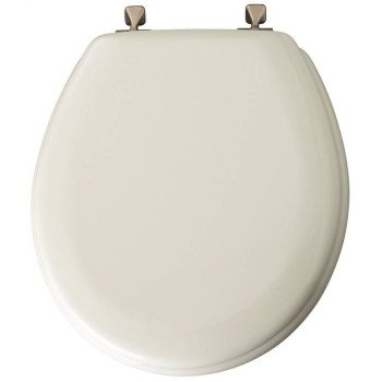 Mayfair 44BN000 Toilet Seat, Round, Wood, White, Non-Tarnish, Classic Hinge