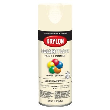 Krylon K05516007 Enamel Spray Paint, Gloss, Dover White, 12 oz, Can