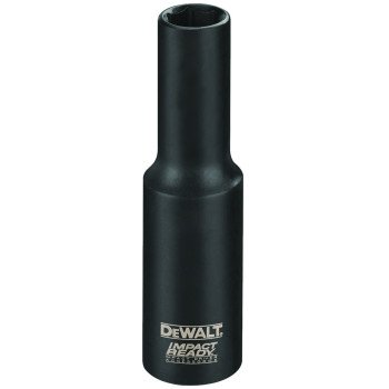 DEWALT IMPACT READY DW22942 Impact Socket, 1 in Socket, 1/2 in Drive, Square Drive, 6-Point, Steel, Black Oxide