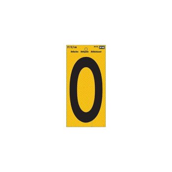 Hy-Ko 30800 Series 30810 Reflective Sign, Character: 0, 6 in H Character, Black/Silver Character, Plastic