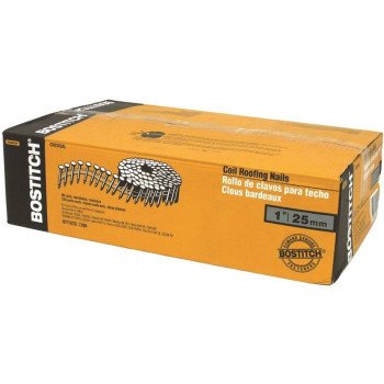 Bostitch CR2DGAL Roofing Nail, 1 in L, Galvanized Steel, Smooth Shank