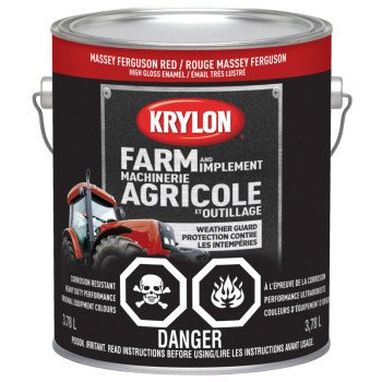 Krylon 1968 Farm Equipment Paint, High-Gloss Sheen, Massey Ferguson Red, 128 oz, 50 to 200 sq-ft/gal Coverage Area