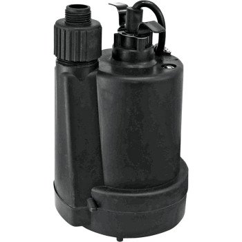 Superior Pump 91250 Submersible Utility Pump, 3.8 A, 120 V, 0.25 hp, 1-1/4 in Outlet, 30 gpm, Thermoplastic Impeller