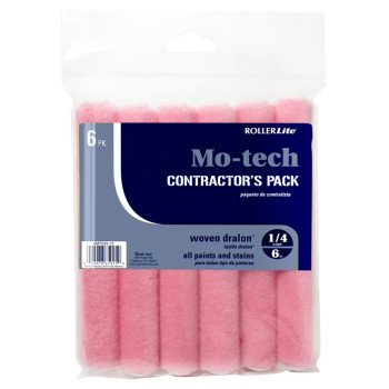 RollerLite Mo-Tech 6MT025-6 Roller Cover, 1/4 in Thick Nap, 6 in L, Dralon Cover, Pink