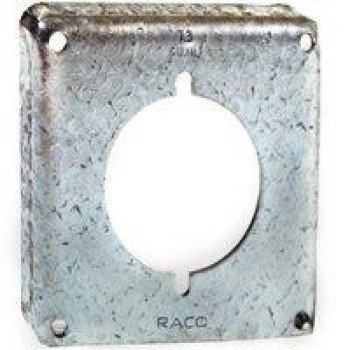 Raco 810C Exposed Work Cover, 2-9/64 in Dia, 4-3/16 in L, 4-3/16 in W, Square, Galvanized Steel, Gray