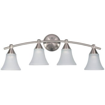 CANARM IVL221A04BPT Vanity Light, 100 W, 4-Lamp, A Lamp, Steel Fixture, Brushed Pewter Fixture