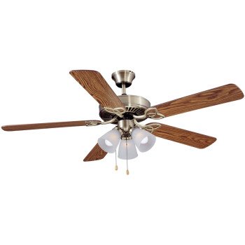 Boston Harbor Ceiling Fan, 3-Speed, 5-Blade, Oak or Walnut, 52 in Sweep