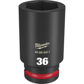 Milwaukee SHOCKWAVE Impact Duty Series 49-66-6411 Deep Impact Socket, 36 mm Socket, 3/4 in Drive, Square Drive, 6-Point