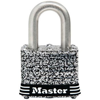 Master Lock 3SSKADHC Padlock, Keyed Alike Key, 9/32 in Dia Shackle, 3/4 in H Shackle, Stainless Steel Shackle, Laminated