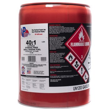 VP Racing 6292 40:1 Premixed Small Engine Fuel, Aromatic Hydrocarbon, Red, 5 gal Pail