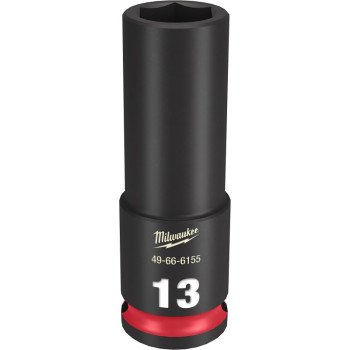 Milwaukee SHOCKWAVE Impact Duty Series 49-66-6155 Deep Impact Socket, 13 mm Socket, 3/8 in Drive, Square Drive, 6-Point