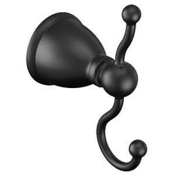 Moen Caldwell Y3103BL Robe Hook, 2-Hook, Zinc, Matte, Wall Mounting