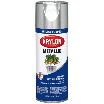 Krylon K01401777 Metallic Spray Paint, Metallic, Bright Silver, 11 oz, Can