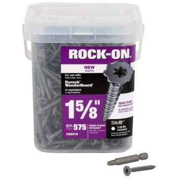 Rock-On 23316 Screw, #9 Thread, 1-5/8 in L, High-Low, Serrated Thread, Star Drive, Sharp Point, Steel, Climacoat