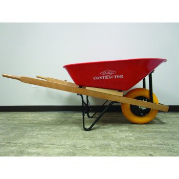 Erie E-1038 Contractor Wheelbarrow, 6 cu-ft Volume, Polyurethane, 1-Wheel, Flat-Free Wheel, 15.25 in Dia x 4 in W Wheel