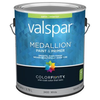 Valspar Medallion 3400 Series 027.0003400.007 Interior Paint, Satin Sheen, White, 1 gal, Can