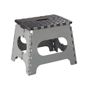 Simple Spaces SD027 Folding Step Stool, 13 in H, 1-Step, 330, Plastic, Black Gray