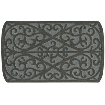 Fanmats 58785 Floor Mat, 30 in L, 18 in W, Scroll Pattern, Rubber Surface, Gray