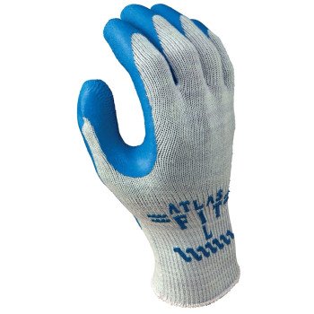 Showa 300S-07.RT Gloves, S, Knit Wrist Cuff, Natural Rubber Coating, Blue/Light Gray