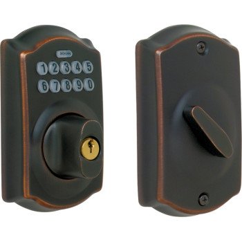 Schlage BE365VCAM716 Electronic Deadbolt, Aged Bronze, Residential, 1 Grade, Metal, Turn Piece Interior Handle