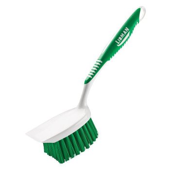 Libman 54 Heavy-Duty Scrub Brush, 1-1/2 in L Trim, PET, Green, 3-1/2 in W Brush, 11.13 in OAL, White