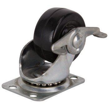 ProSource JC-H09 Swivel Caster, 2 in Dia Wheel, 7/8 in W Wheel, Rubber Wheel, Black, 125 lb, Steel Housing Material